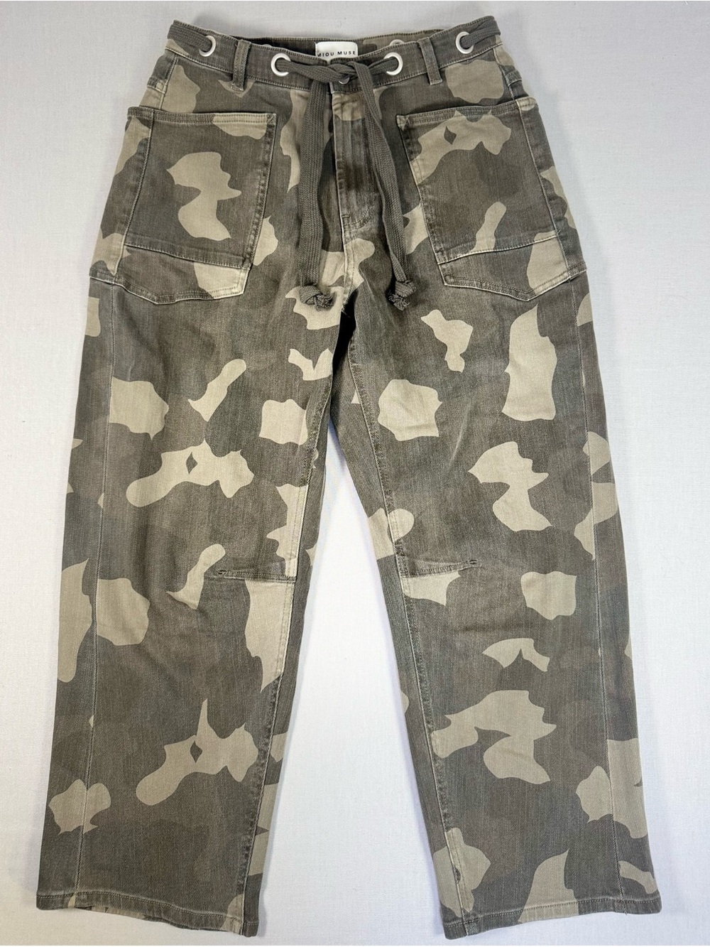 MIOU MUSE Camo Barrel Leg Pants Medium NWT
